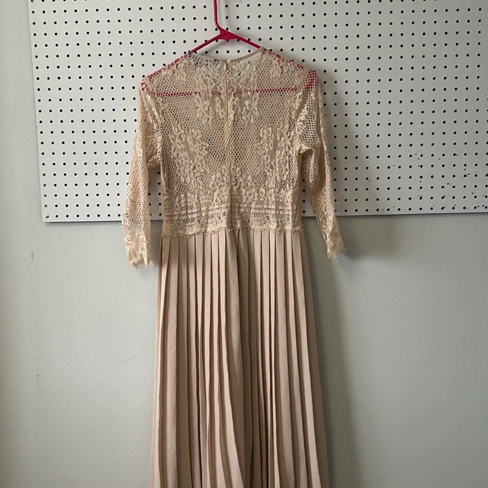 Zara Pleated Lace Midi in Blush - Picture 6 of 7